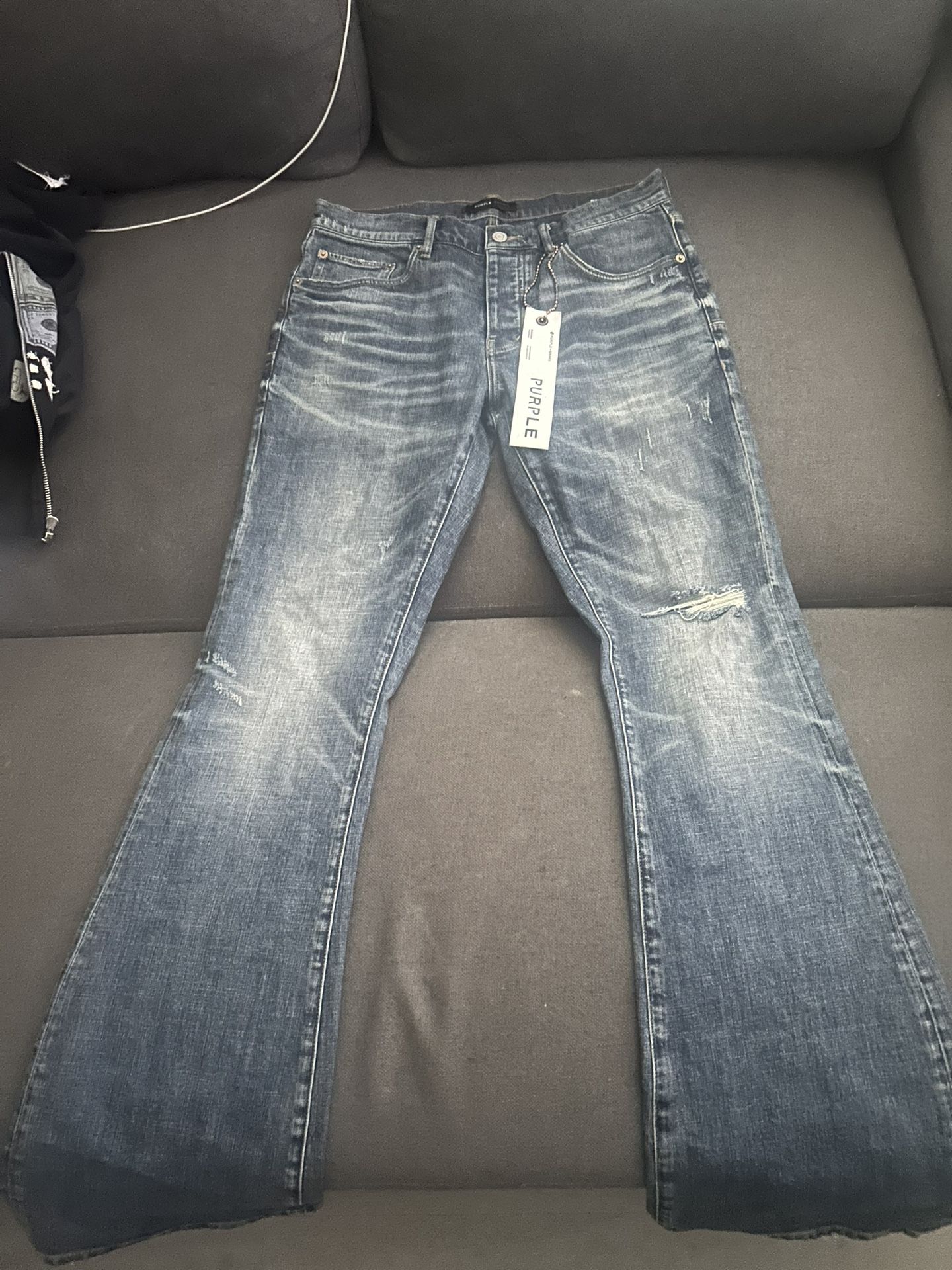 Flared purple jeans