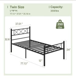 Twin size bed frame with head board