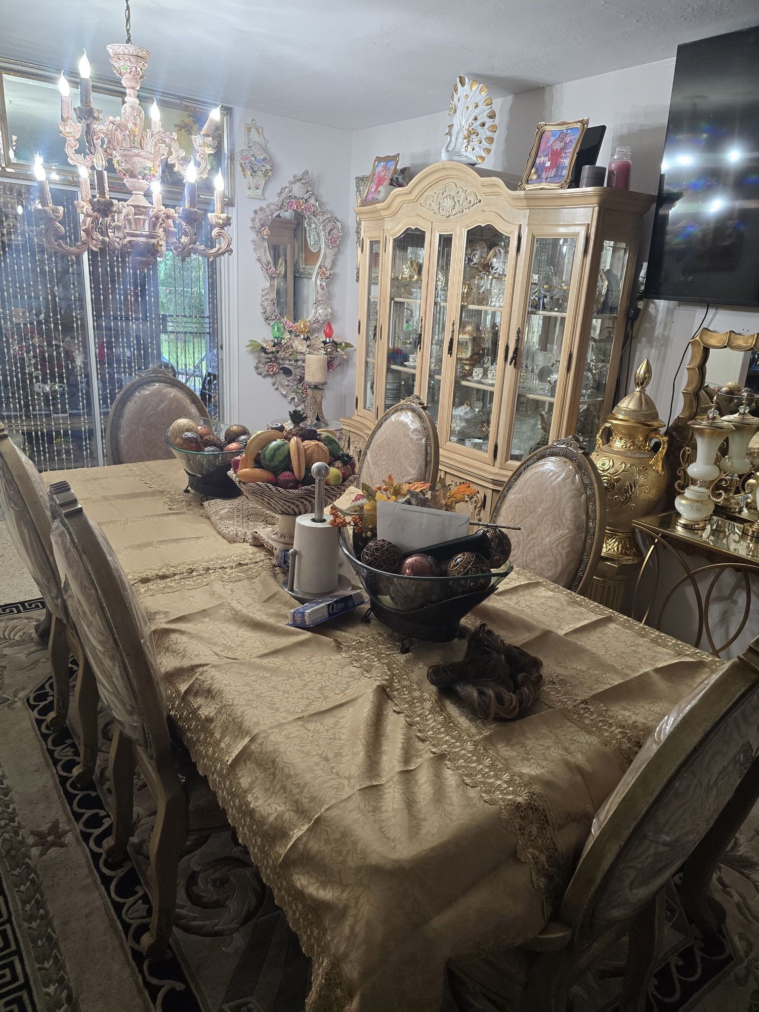 Cream Living Room Sofa & Dining Set – $700