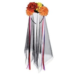 DDAZZLING FLORAL DAY OF THE DEAD HALLOWEEN COSTUME HEADBAND - BRAND NEW