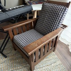 Mission-Style Solid Wood Armchair 