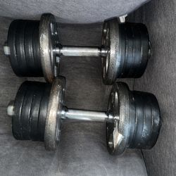 Two 65 Pound Adjustable Dumbells