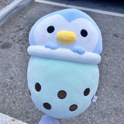Takashoji Blue Boba Penguin Plushie 14” Brand New with Tags