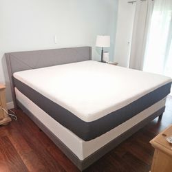 King Size Bed. With Bed Frame And Box Spring. 