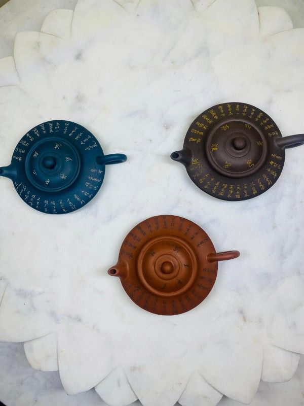 Set of 3 Chinese Clay Teapots yixing