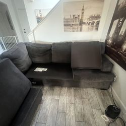 Gray L Shape Sectional & Sofa 