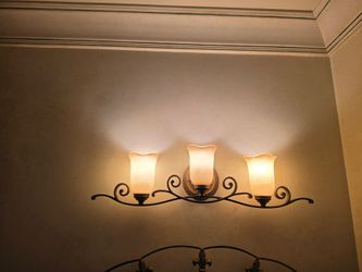 30-in wide vanity three light sconce Tuscan