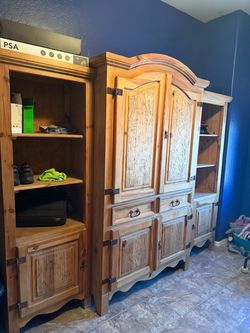 Solid Pine Rustic 3 Piece Entertainment Center