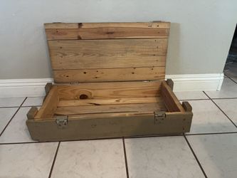 Vintage Wooden Military Ammunition Box. Approx. 29x14x6. Pre Owned w/ Patina.