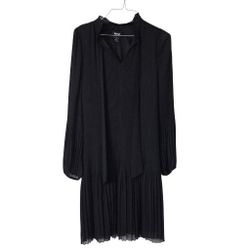 DKNY Chiffon Pleated Tie-Neck Shift Dress Womens Size 2
