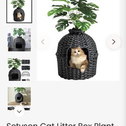 Hidden Rattan Plant Cat Litter Box