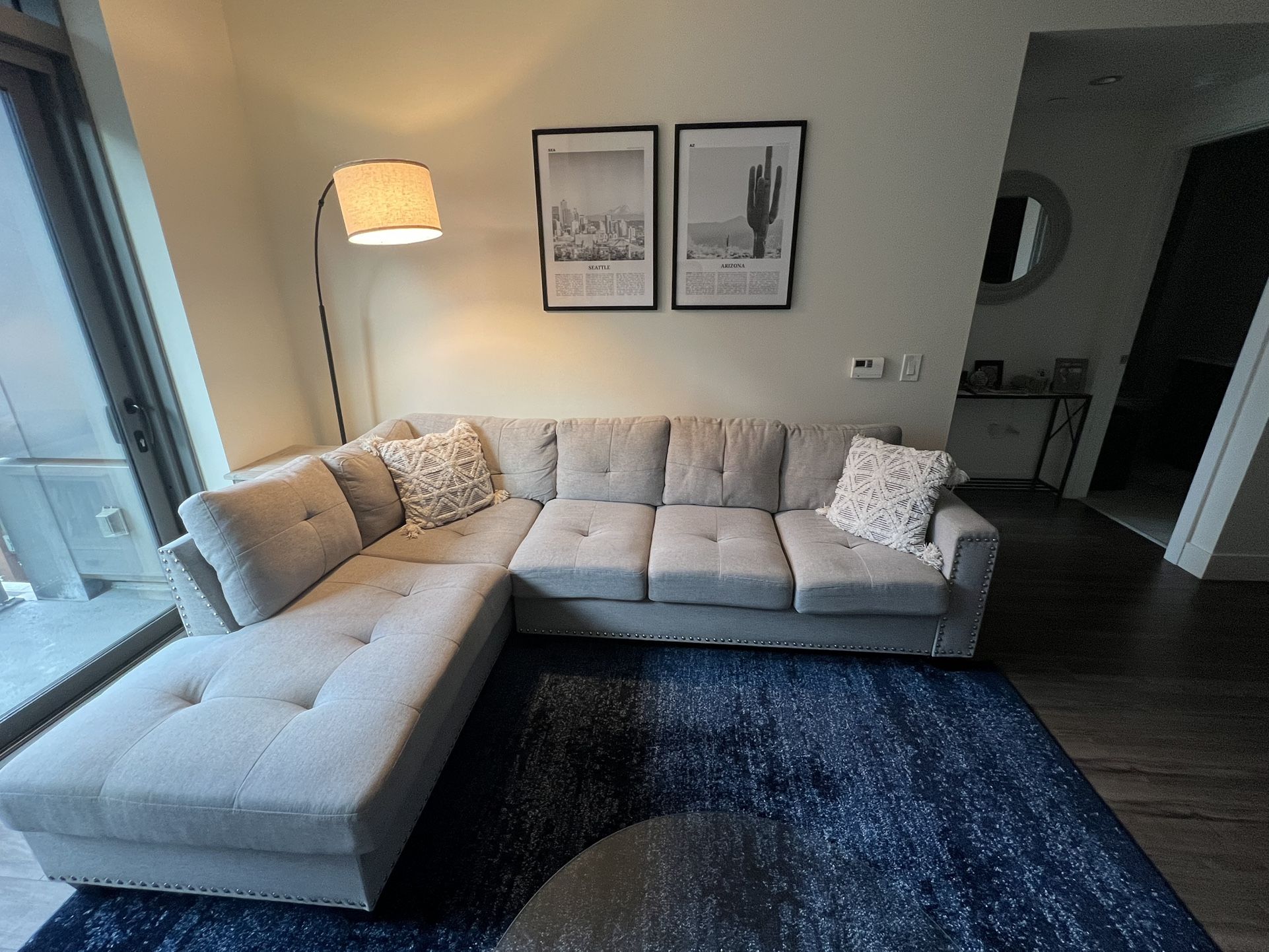 Large Reversible Sectional Sofa- Light Gray