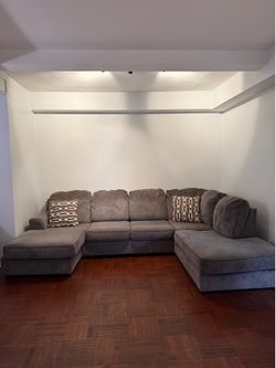 Large Grey U Shaped Sofa