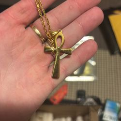 10k Over Steal ! Chross And Necklace 