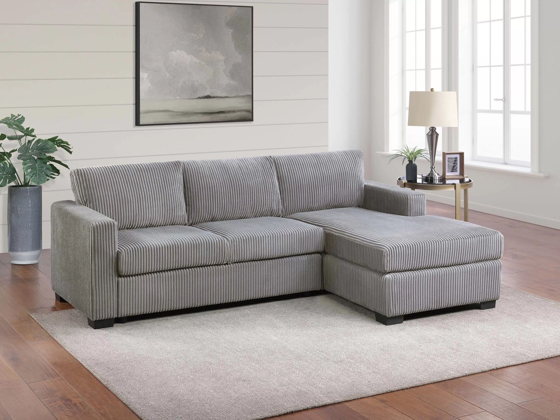 Light Grey Sectional Corduroy Brand New In Box Firm Price $440