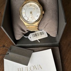 The Bulova Curv Gold PVD Steel Diamond Silver Dial Watch