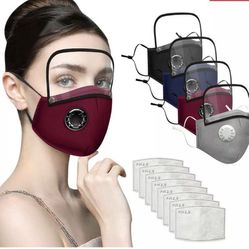 REUSABLE 3 Layers FACE MASK, Removal EYE SHIELD, 5 Layers FILTER