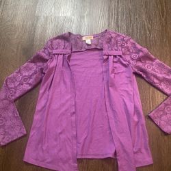 Girls Light Purple Cardigan Shirt Size 10/12 By Route 66 #4