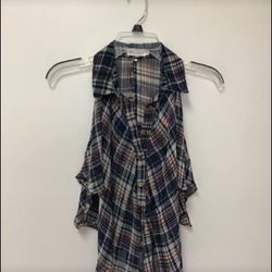Women’s MUSTRD SEED (Anthropologie) 100% polyester semi sheer cold shoulder top… Size small