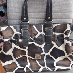 Vintage Dooney & Bourke Giraffe Print Large Purse