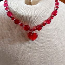 My style red beaded necklace set