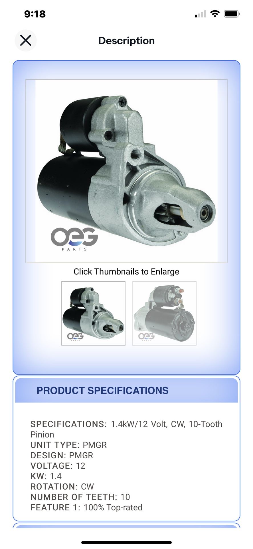 New Mercedes Benz Starter
