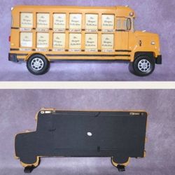 School Bus shaped,  throughout the years, resin picture frame