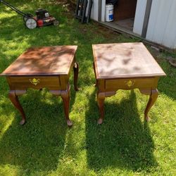 2 End Tables Made Of Wood 