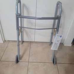 New!!!  Medline Guardian Adjustable 2 Button Folding Walker With 5 Inch Wheels