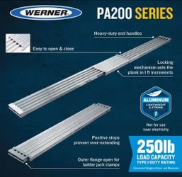 8 ft. - 13 ft. x 14 in. Telescoping Aluminum Extension Plank with 250 lb. Load Capacity