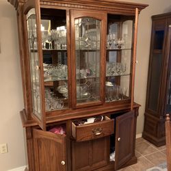 40year Old China Cabinet w/ light and Glasswear