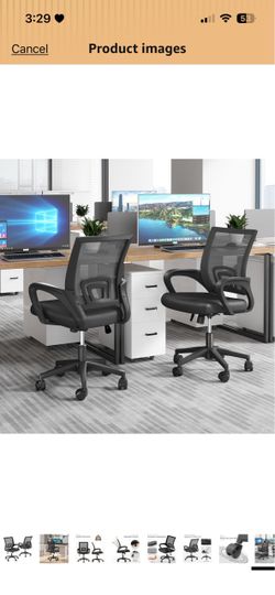 Mid-Back Mesh Office Chair () Lumbar Support, Adjustable Height, Swivel Rolling Design, Comfy Armrest, Home, Office, Work, Study, Gaming,