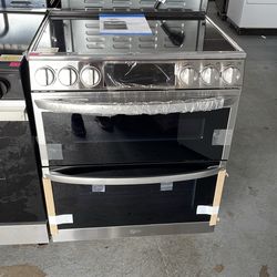 LG Electric stove glass top slide in double oven with air fry