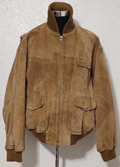 Vintage Ralph Lauren Polo Country Leather Bomber Jacket 90s Suede Coat rare Vntg