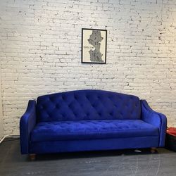 PICK UP TODAY! Royal Blue Velvet Tufted Sleepwer Sofa Couch | Urban Outfitters Thumbnail