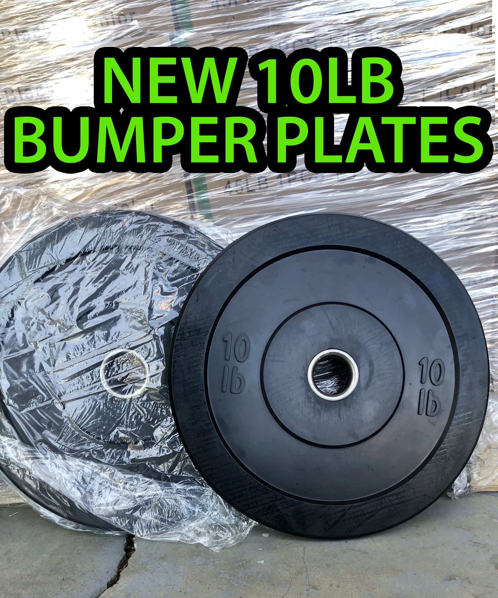 10lb Olympic Bumper Plates 100% Rubber NEW weights Home Gym Weightlifting