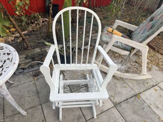 Rocking Chair Wooden Glider White  Farmhouse Style 