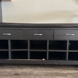 Bench Shoe Organizer With Drawers 