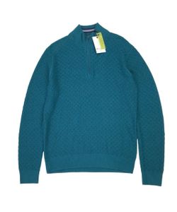 Robert Graham Reisman Quarter Zip Sweater Mens Small S Teal Sweatshirt Pullover