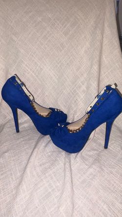 Blue Suede Platform Stiletto Heels