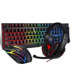 4 in 1 Gaming Combo TF800 RGB Gaming Keyboard Mouse LED strip Headphone Kit for Gamer