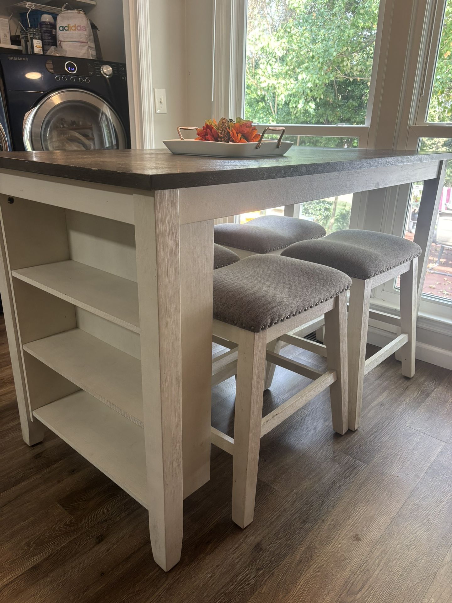 Small Space pub Table with barstools & Storage