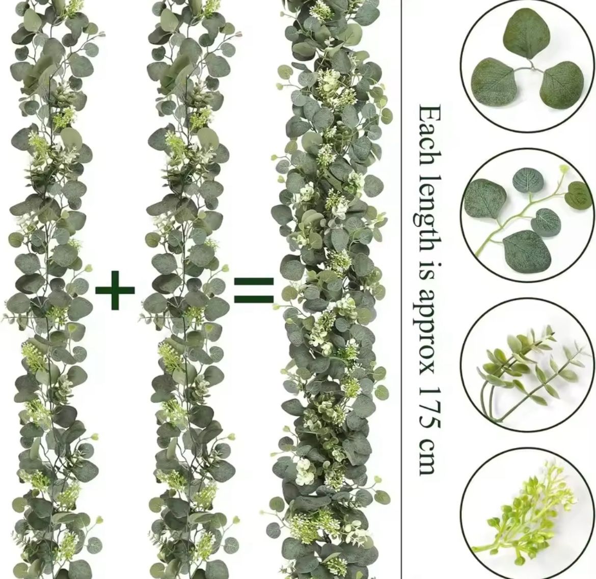 8 Pcs Of artificial leaf, green fake plant, spring vine, suitable for wedding, home, party decoration