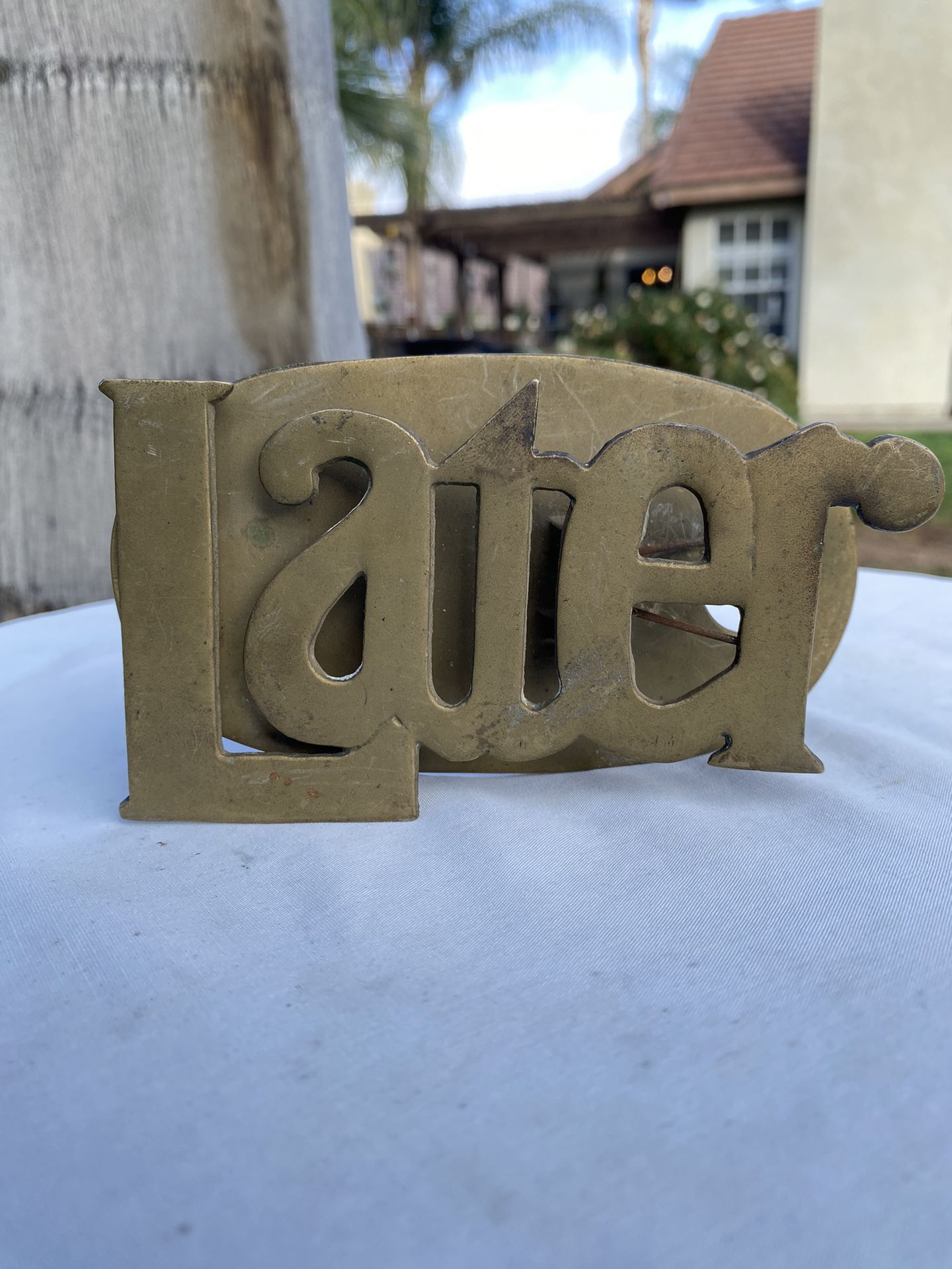 Vintage 1970’s Later Brass Paperweight, Letter Clamp