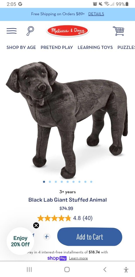 Black Lab Giant Stuffed Animal 