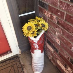 Ou Concrete Boot Planters.  2 Boots Left And Right