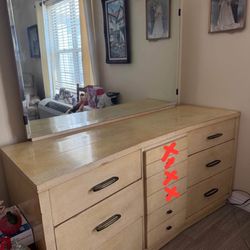 Free mid-century Modern Solid Wood Dresser And Mirror 