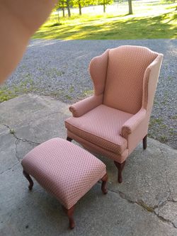 Very Nice Queen Anne Style Wingback chair & Foot stool