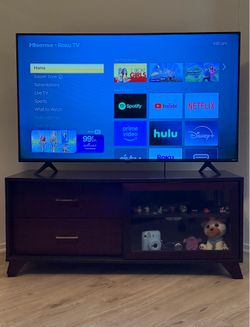 Hisense 55” Roku TV + Mid-Century TV Stand Bundle