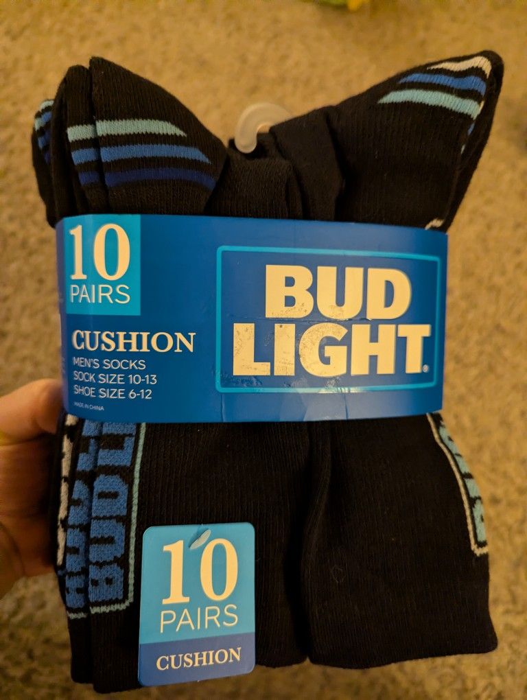 NEW - Men's Bud Light socks 10 pairs